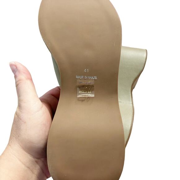 Anthropologie Intentionally Blank Platform Wedge Sandals 10 Green NEW - Picture 7 of 9